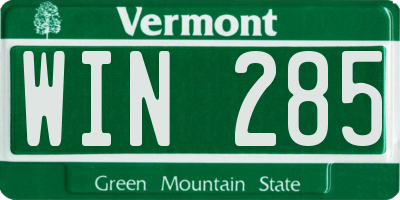 VT license plate WIN285