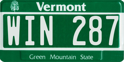 VT license plate WIN287