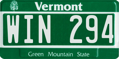 VT license plate WIN294