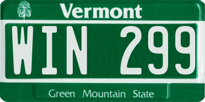 VT license plate WIN299