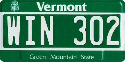 VT license plate WIN302