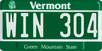 VT license plate WIN304
