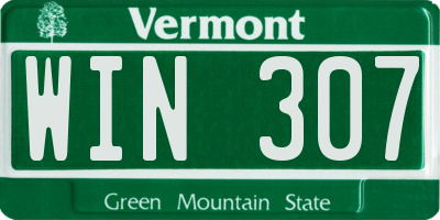 VT license plate WIN307