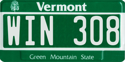 VT license plate WIN308