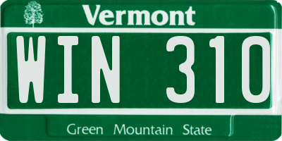 VT license plate WIN310