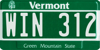 VT license plate WIN312