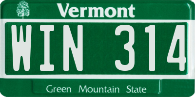 VT license plate WIN314