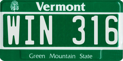 VT license plate WIN316