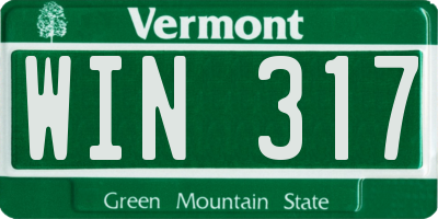 VT license plate WIN317