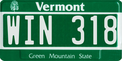VT license plate WIN318