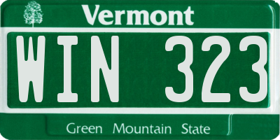 VT license plate WIN323