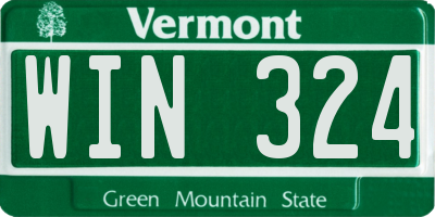 VT license plate WIN324