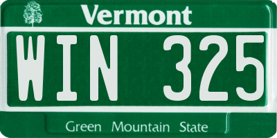 VT license plate WIN325