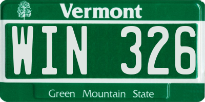 VT license plate WIN326