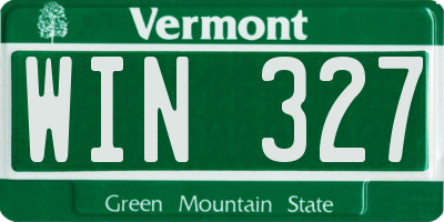 VT license plate WIN327