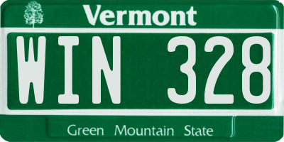 VT license plate WIN328