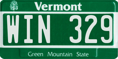 VT license plate WIN329