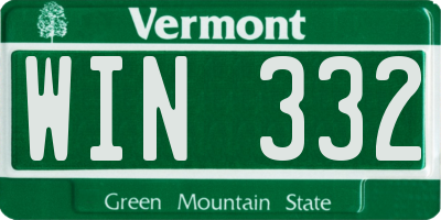 VT license plate WIN332