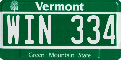 VT license plate WIN334