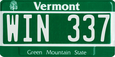 VT license plate WIN337