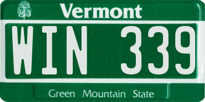 VT license plate WIN339