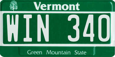 VT license plate WIN340