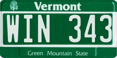 VT license plate WIN343