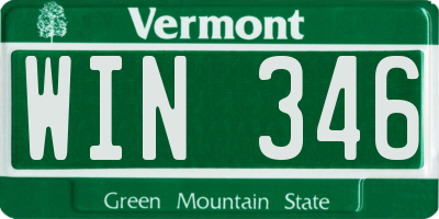 VT license plate WIN346