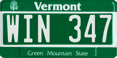 VT license plate WIN347