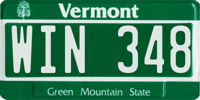 VT license plate WIN348