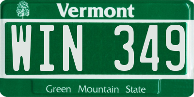 VT license plate WIN349