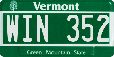 VT license plate WIN352
