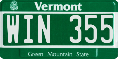 VT license plate WIN355
