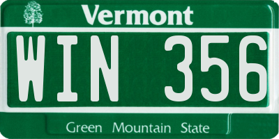 VT license plate WIN356