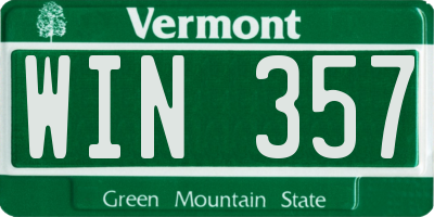 VT license plate WIN357