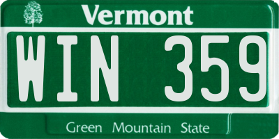 VT license plate WIN359