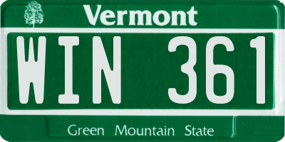 VT license plate WIN361