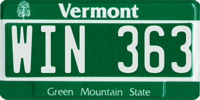 VT license plate WIN363