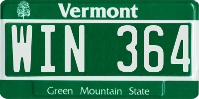 VT license plate WIN364