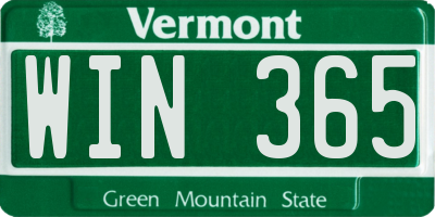 VT license plate WIN365