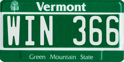 VT license plate WIN366
