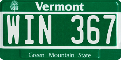 VT license plate WIN367