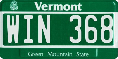VT license plate WIN368