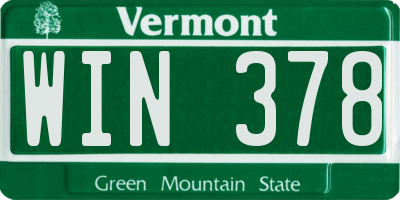 VT license plate WIN378