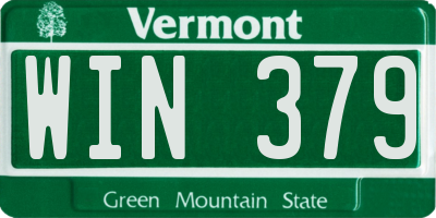 VT license plate WIN379