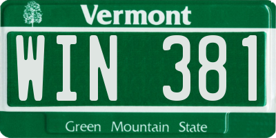 VT license plate WIN381