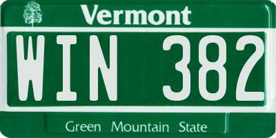 VT license plate WIN382