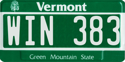 VT license plate WIN383
