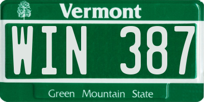 VT license plate WIN387