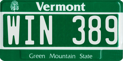 VT license plate WIN389
